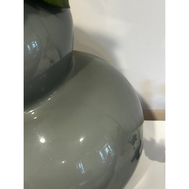 Postmodern Hand-Blown Grey Glass Double Gourd Statement Vase – Made in Poland (13.5") For Sale - Image 14 of 14