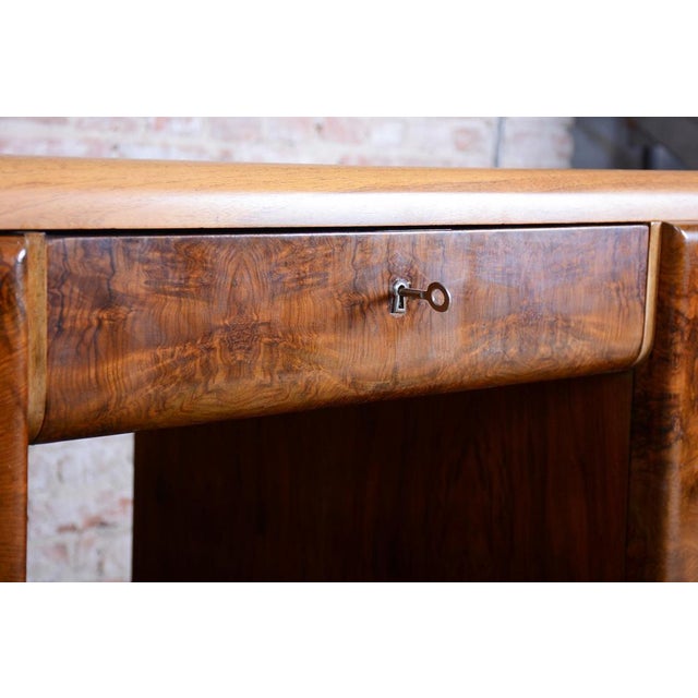 Gold Art Deco Writing Desk in Mahogany & Walnut, Czech, 1920s For Sale - Image 8 of 18