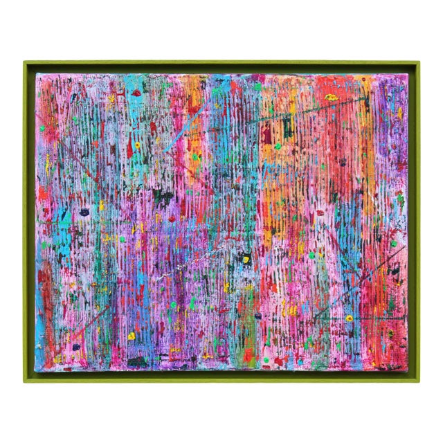 Paul Reeves "No Respect Drafted 1966-69 U.S. Army" Colorful Abstract Stripe Drip Painting 2014 For Sale