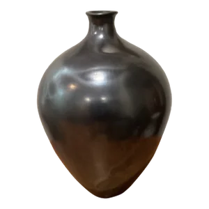 Mid 20th Century Mexican Folk Art Black Clay Pottery Oaxaca Vase, Signed Dona Rosa