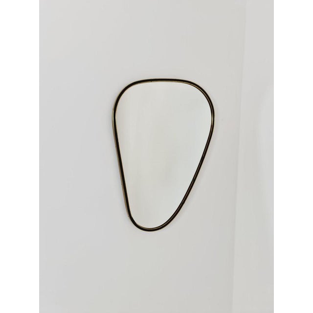Mid-Century Asymmetric German Brass Wall Mirror, 1960s For Sale - Image 3 of 11