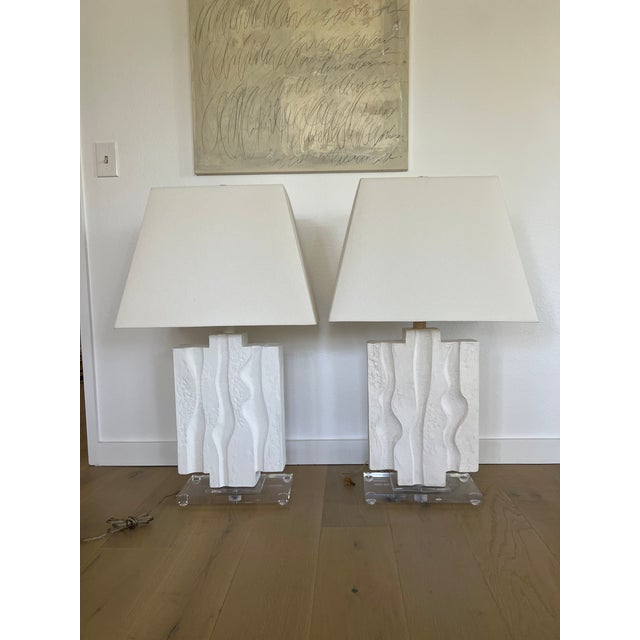 Brutalist Plaster Lamps by Casual Lamps of California - A Pair For Sale - Image 9 of 9