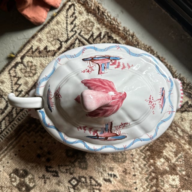 Vintage Hand Painted Ceramic Tureen With Ladle Made in Italy For Sale - Image 9 of 10