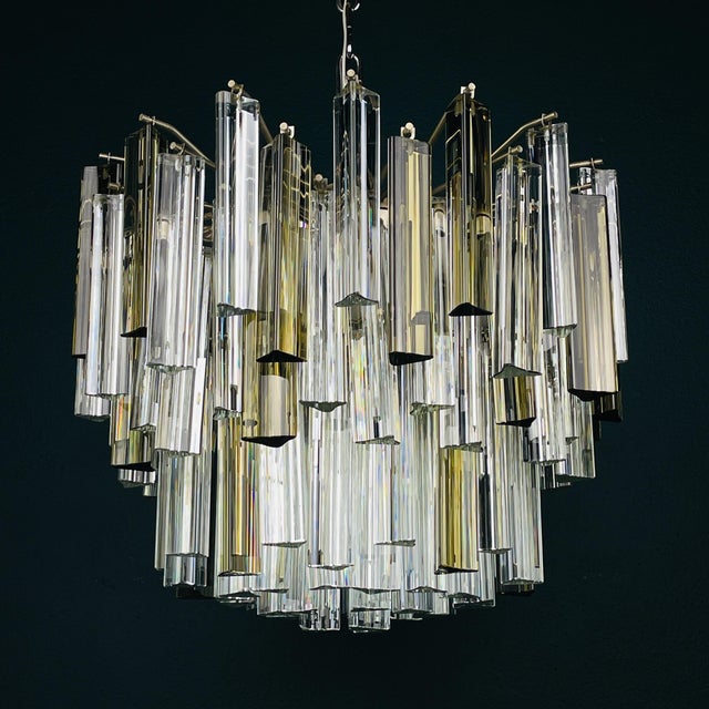 Vintage Italian Murano Glass Crystal Prism Chandelier from Venini, 1970s For Sale - Image 15 of 18
