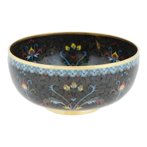 19th Century Chinese Cloisonne Enamel Footed Bowl With Floral Motif