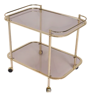 Rolling Trolley in Brass and Smoked Glass, 1970