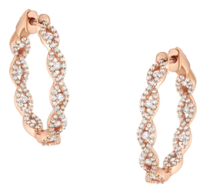 10K Rose Gold Diamond Hoop Earring (1 cttw, H-I Color, I1-I2 Clarity) - 2 Pieces