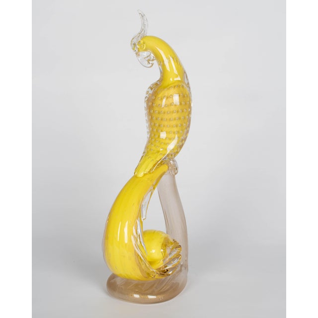 Glass Vintage Murano Glass Parrot Sculpture by Alfredo Barbini, 1950s For Sale - Image 7 of 18