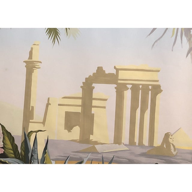 Traditional 36" * H96" * 3ps,‌ Hand-Painted Ancient Civilization Ruins Wallpaper, Ancient Roman Ruins and Tropical Plant Mural For Sale - Image 3 of 5