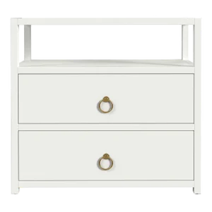 Lark 2 Drawer Wide Nightstand, White