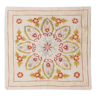 21"x20" 100% Silk Cushion Cover. Embroidered Lace Pillow. Modern Toss Pillow For Sale