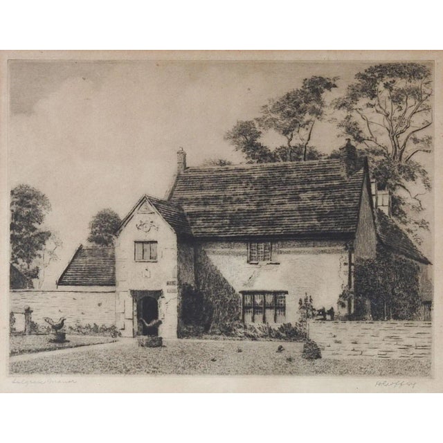 Vintage Sulgrave Manor in England Etching For Sale