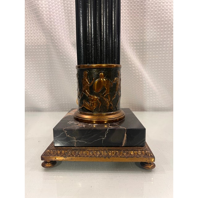 Albert Hadley 1950s Neoclassical Patinated Bronze Column Table Lamp by Crest Co For Sale - Image 4 of 12