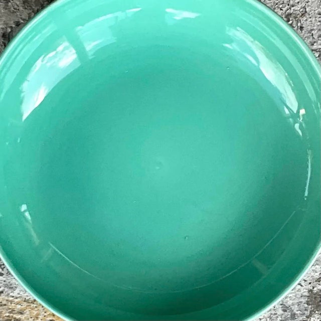 Vintage Boho Glazed Ceramic Platter and Bowl Serving Set- 2 Pieces For Sale - Image 9 of 15
