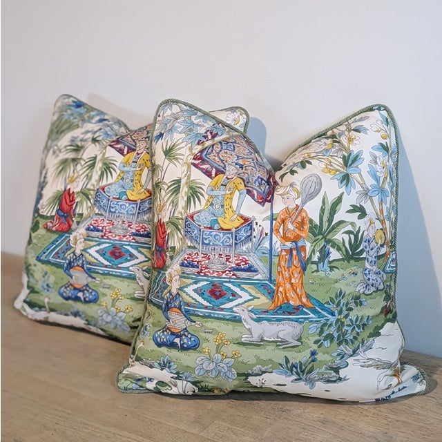 Brunschwig & Fils Lodi Garden Pillows in Ivory - Pair For Sale In Greensboro - Image 6 of 9