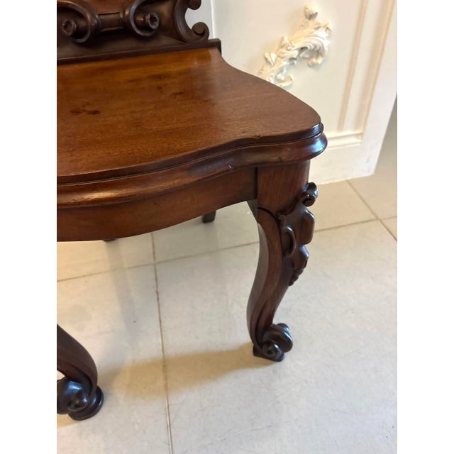Antique Victorian Carved Mahogany Hall Chairs, 1850s, Set of 2 For Sale - Image 10 of 18