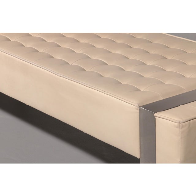 Silver German Leather Bench with Chrome Base, 1980 For Sale - Image 8 of 13