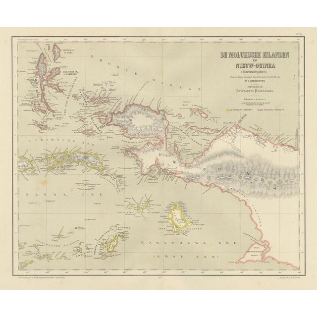 Black Antique Dutch Colonial Map of the Moluccas and New Guinea by Dornseiffen, 1884 For Sale - Image 8 of 9