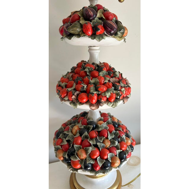 1950s Vintage Italian Made Porcelain Three Tier Fruit Platter Large Lamp For Sale - Image 5 of 12