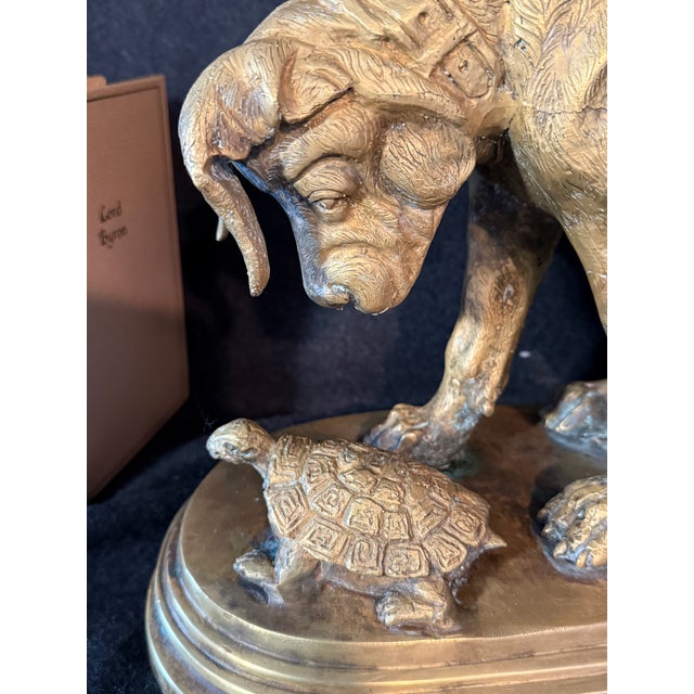 1900s Bronze of Chien À La Tortue, Dog With Tortoise, Depicting a Hound Observing a Turtle, Originally Designed by French Sculptor Alfred Jacquemart For Sale - Image 10 of 10