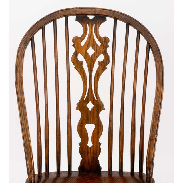Set of Seven Windsor Style Oak Side Chairs For Sale - Image 9 of 10