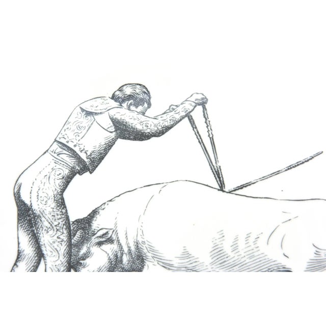 Vintage Piero Fornasetti Rare Porcelain Black and White Matador and Bull Plates Set of 6 Mid Century Modern For Sale - Image 10 of 11