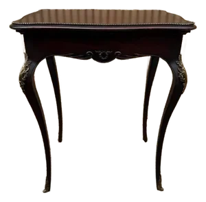 Antique Louis XV Style Mahogany Brass Mounted Trim Side Table.