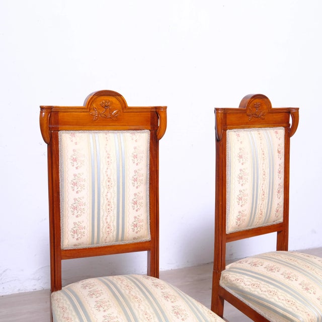 Art Nouveau Chairs in Floral Fabric, 1900s, Set of 2 For Sale - Image 13 of 18