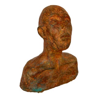 Vintage Figurative Sculpture, Ceramic Bust For Sale