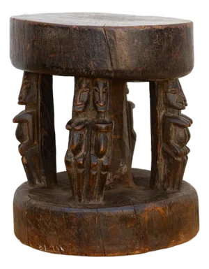 Petite Antique Bamum Carytid Stool