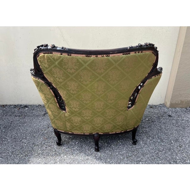 Victorian Carved Dark Walnut Sofa and Chair For Sale - Image 15 of 18