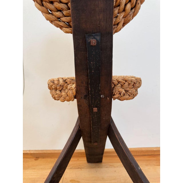 Adrien Audoux and Frida Minet 1950s Mid-Century French Mediterranean Tripod Side Chair Attributed to Audoux-Minet For Sale - Image 4 of 18