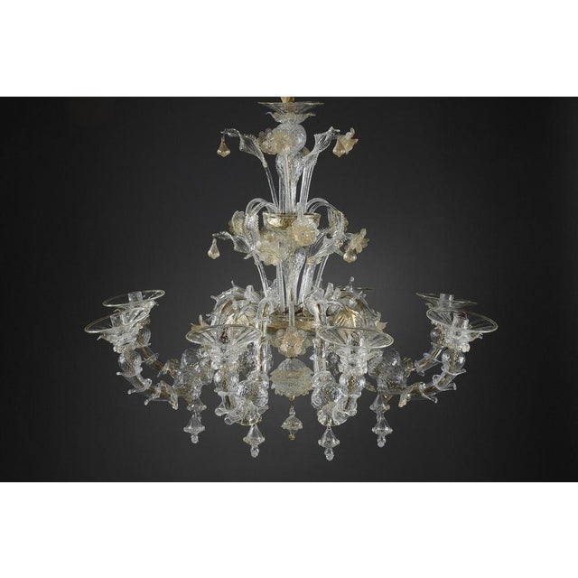 Large Murano Glass and Gold Chandelier For Sale - Image 6 of 18
