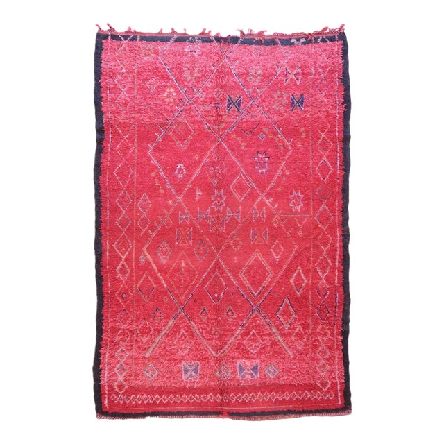 Tribal Red Moroccan Rug - 10 X 6.4 Ft For Sale