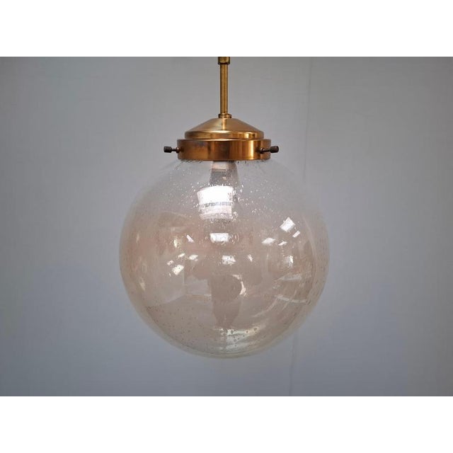 Mid-Century Modern Pendant Light in Brass and Smoked Bubble Glass by Kamenický Šenov, 1960s For Sale - Image 16 of 18