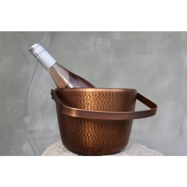 Champagne Bucket or Wine Cooler in Hammered Copper, 1970s For Sale - Image 3 of 10