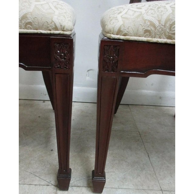 1980s Pair Drexel Mahogany Chippendale Shield Back Dining Side Chairs B For Sale - Image 9 of 13