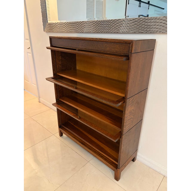 American Antique Tiger Oak Barrister/Lawyer’s Bookcase With G.R.M. Mark Intact For Sale - Image 3 of 11