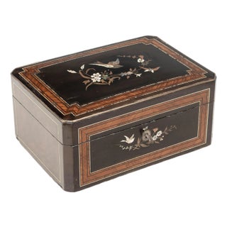 19th Century Napoleon III Marquetry Box, Mother of Pearl Inlay For Sale