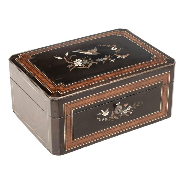 19th Century Napoleon III Marquetry Box, Mother of Pearl Inlay For Sale