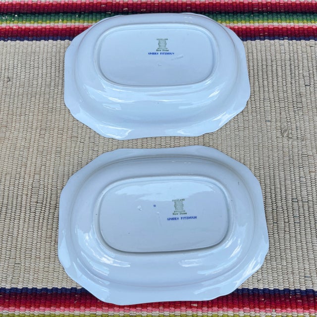 Ceramic Pair of Copeland Spode Fitzhugh Blue Oval Vegetable Bowls, Circa 1960’s For Sale - Image 7 of 12