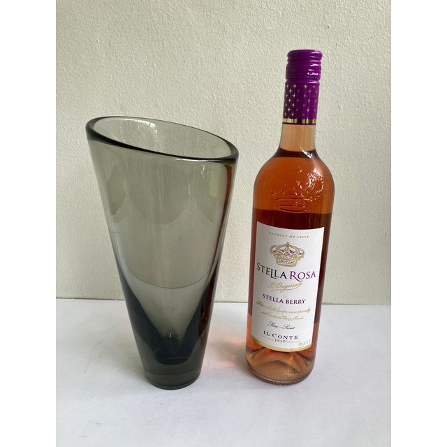 Per Lutken for Holmegaard, Danish Modern Smokey Grey Glass Vase, Signed, Circa 1960s For Sale - Image 11 of 11