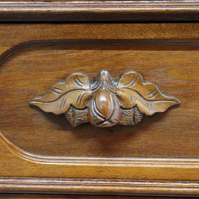Wood Carved Walnut Marble Top 3 Drawer Dresser With Extra Hidden Drawer C1880 For Sale - Image 7 of 12