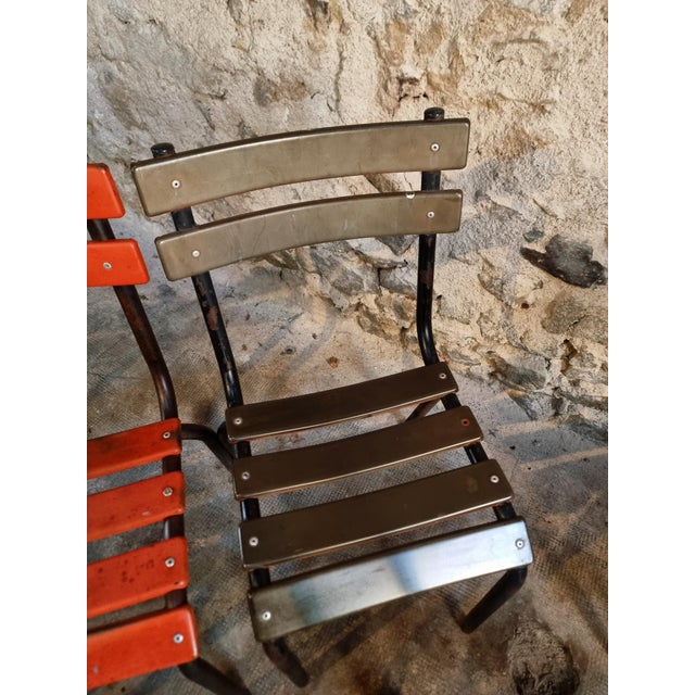 Vintage French Metal Bistro Chairs, 1970s, Set of 8 For Sale - Image 12 of 18
