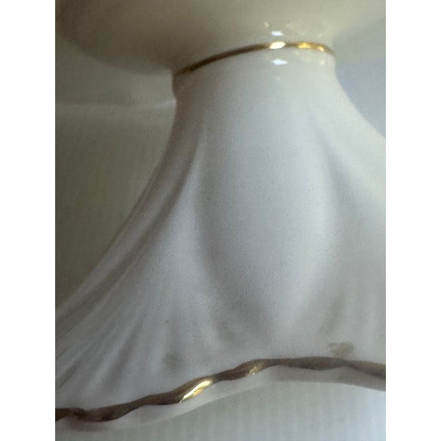 Shelley Vintage Shelley England Dainty Regency Pedestal Compote/Cake White With Gold Trim For Sale - Image 4 of 18