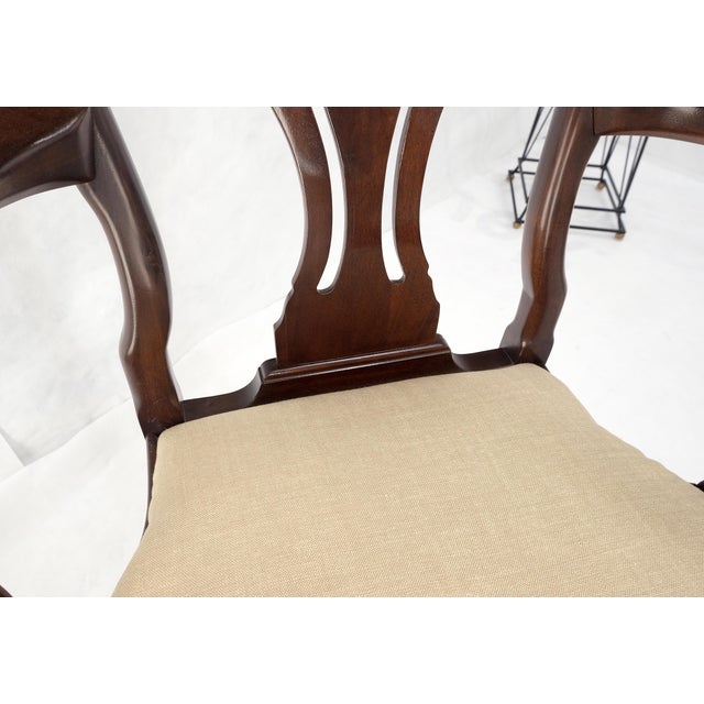 Linen Set of 10 New Linen Upholstery Walnut Dining Chairs by Henredon Mint For Sale - Image 8 of 16