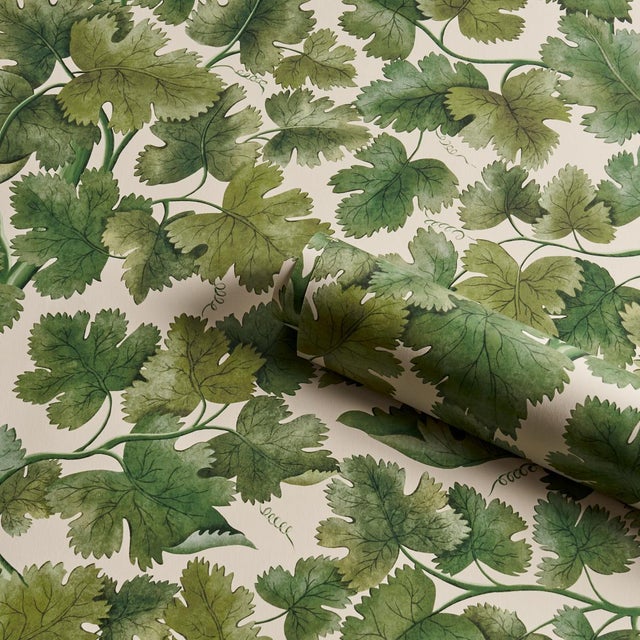 Schumacher Schumacher Edinburgh Vine Wallcovering In Moss For Sale - Image 4 of 5