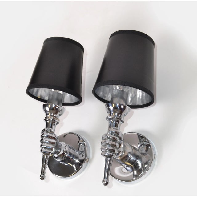 André Arbus Nickel Plated Hand Sconces Wall Lights French Provincial - Two Pairs For Sale - Image 12 of 12