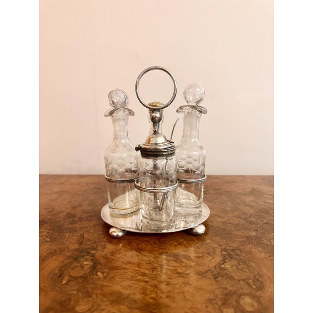 Antique Edwardian Silver Plate Cruet Set, 1900, Set of 5 For Sale - Image 6 of 6