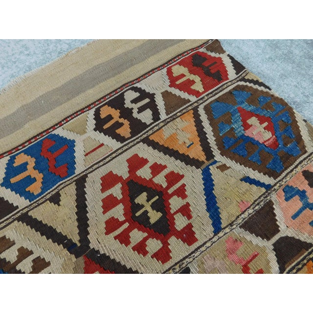 Vintage Handmade Flatwoven Kilim. 3'4"x 3'8" For Sale - Image 9 of 13